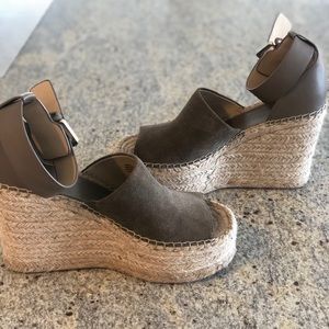 Marc fisher platform espadrilles, olive color, 6.5